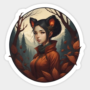 Red Panda Woman Sticker